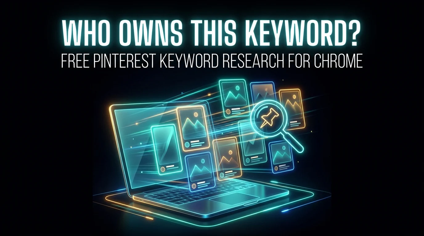 PinPeek, a free Pinterest keyword research extension for Chrome, showing which websites own a keyword beside a Pinterest search