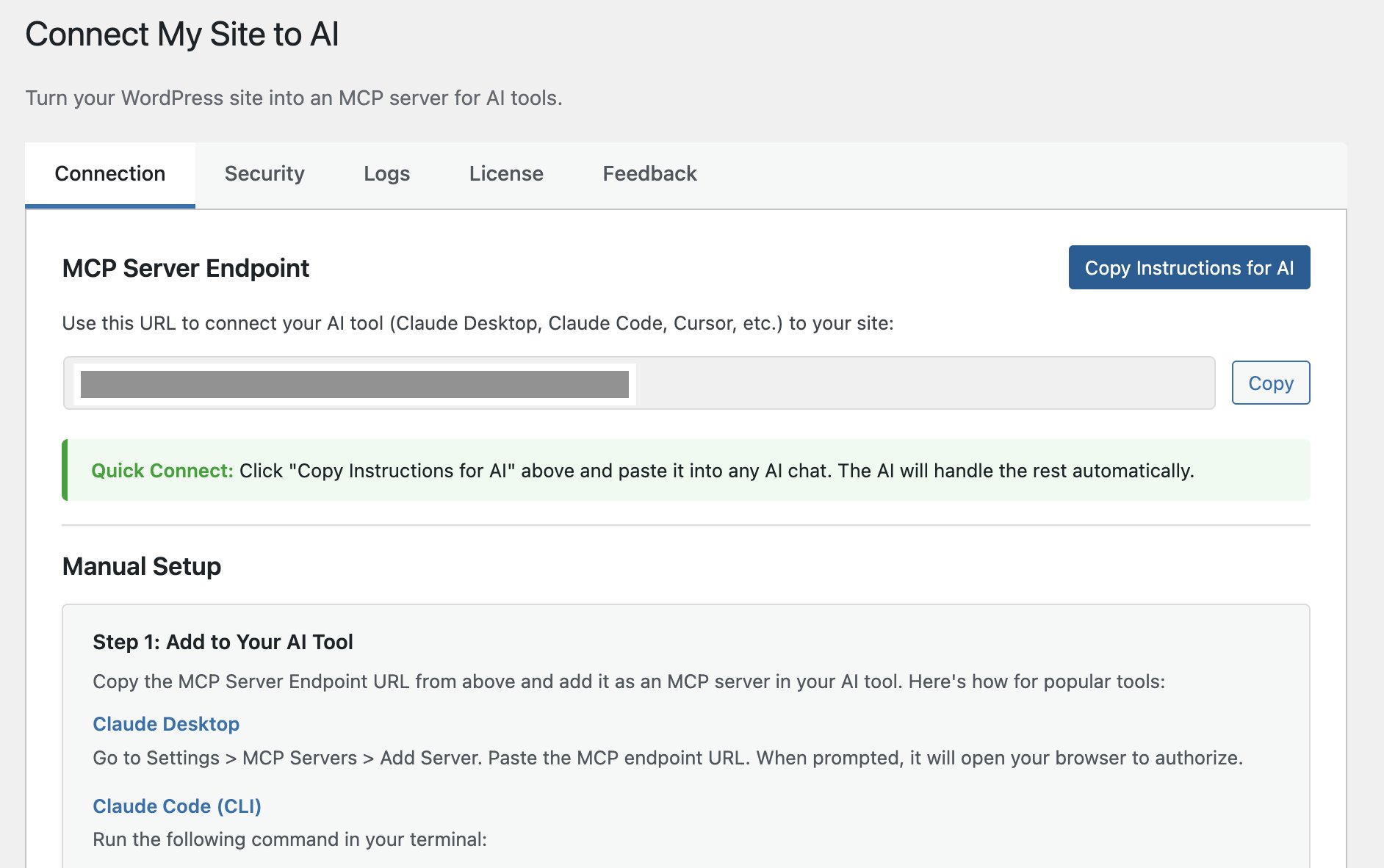 Connect My Site to AI screenshot