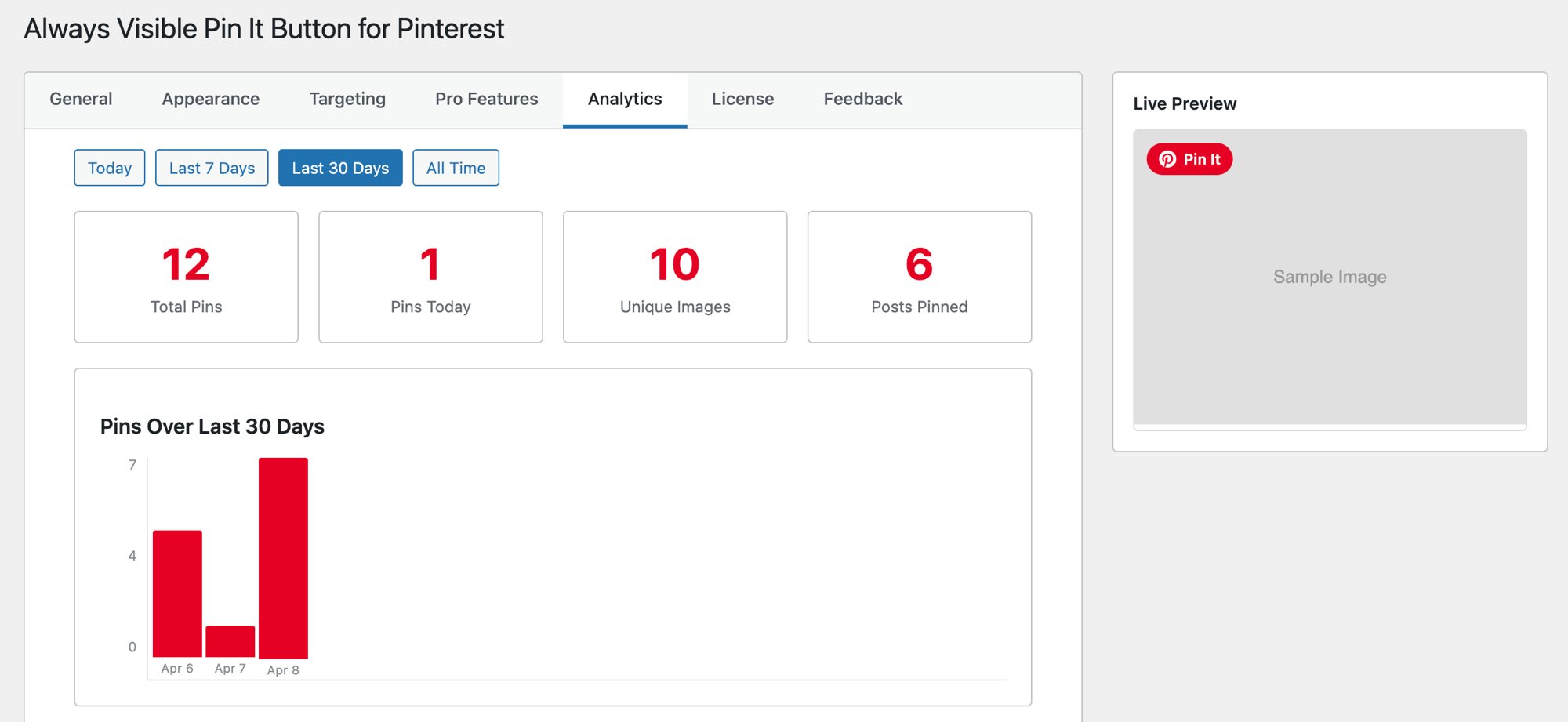 Always Visible Pin It Button screenshot